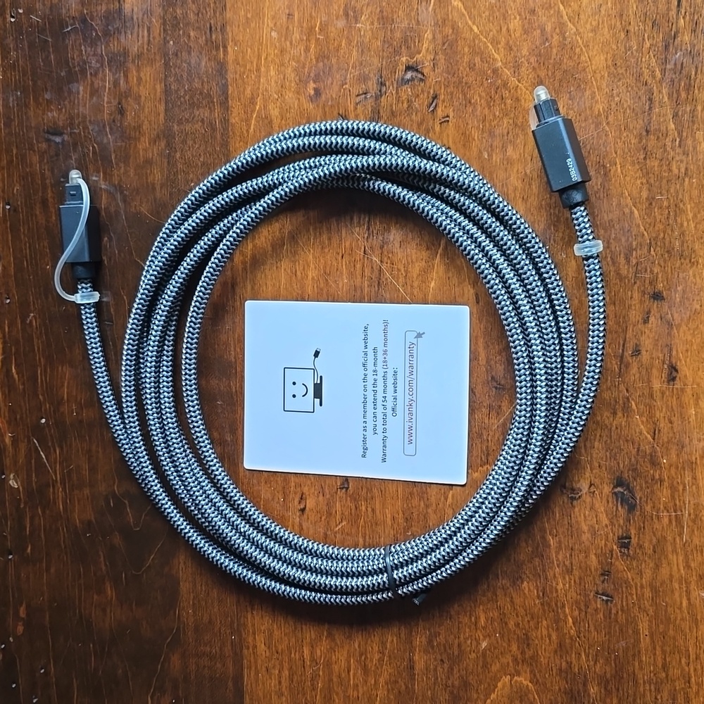 HOST PICK. NIB. Ivanky 10' Optical Audio Cable 3mm Braided Fiber